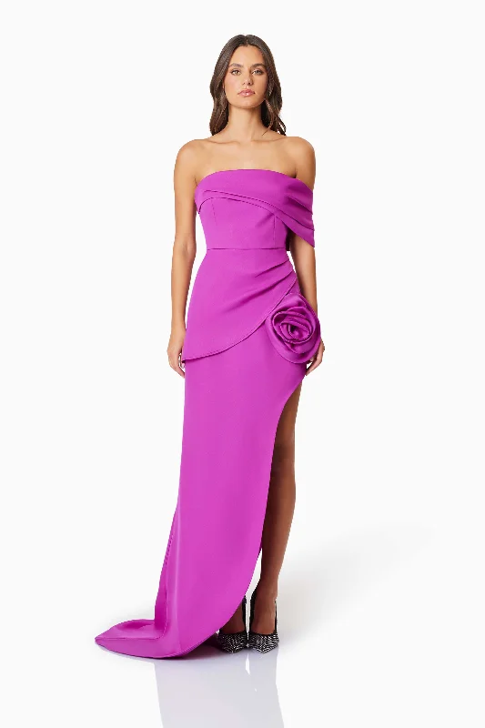 Effortless sophisticationBethany Off The Shoulder Maxi Gown In Purple