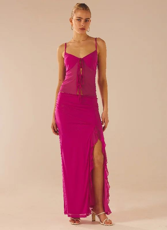 Hip-hop-inspiredBittersweet Mesh Maxi Skirt - Mulberry