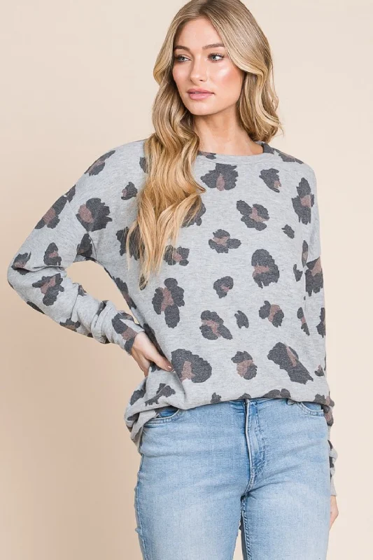 Laid-back luxeBOMBOM Leopard Drop Shoulder T-Shirt