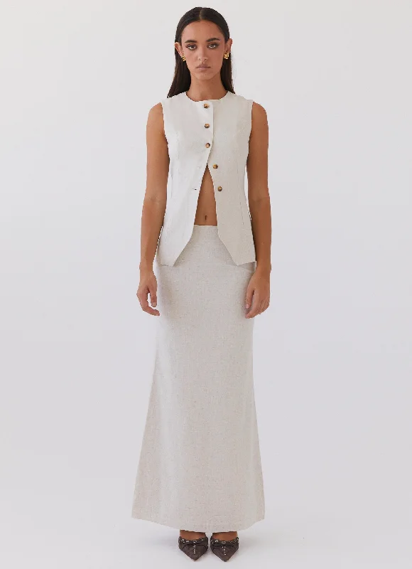 Bold-cutBorn For Bordeaux Linen Maxi Skirt - Oatmeal
