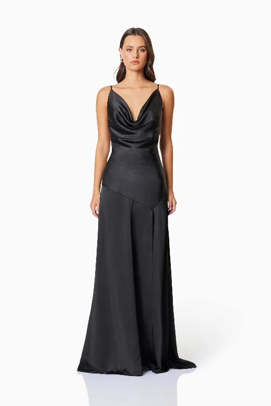 Grunge-inspiredClementine Cowl Neck Maxi Dress In Black
