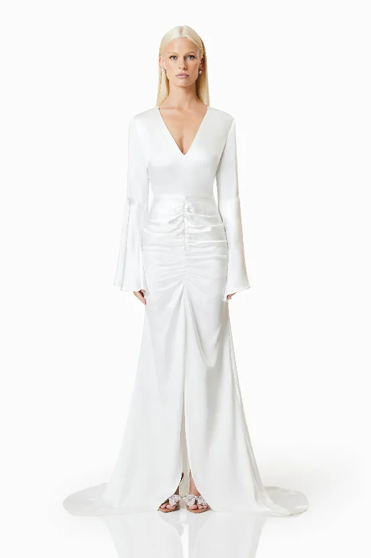 Monochrome-coolClementine Eventwear Maxi Gown In White