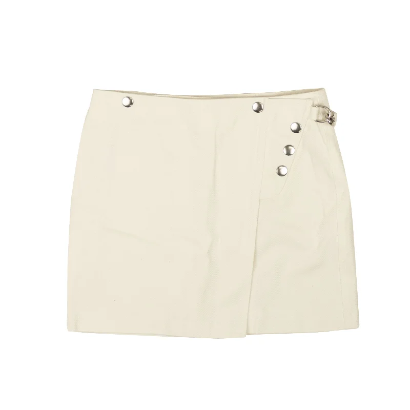 TrendyCloud White Cotton Snap Flared Mini Skirt