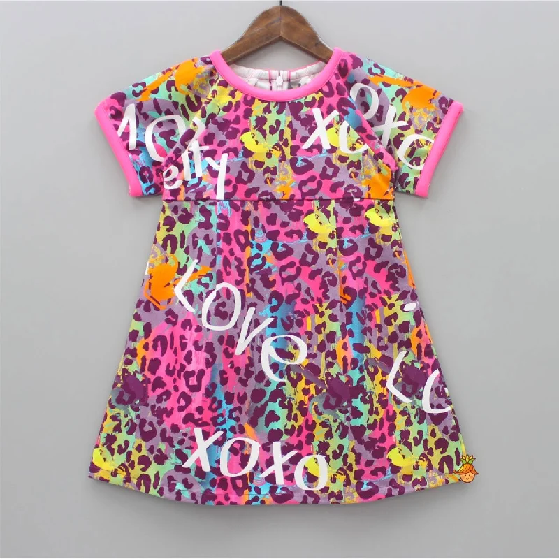 ModernColourful Animal Printed Short Sleeves Fancy Dress