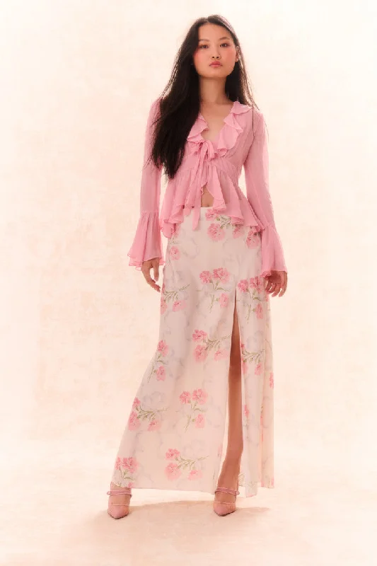 Old-schoolConnie Silk Floral Maxi Skirt