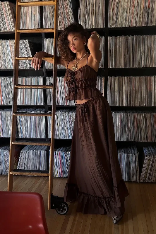 Effortlessly-stylishDahlia Brown Maxi Skirt