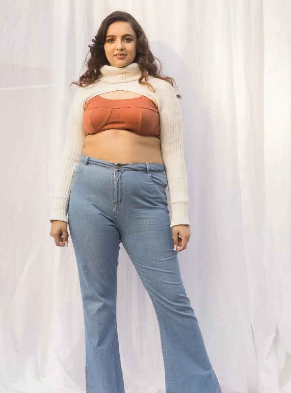 LuxuriousDaphne White Arm Warmer Sweater