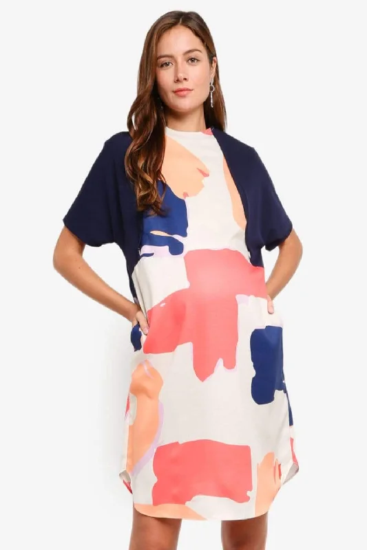 SleekDeborah Short Sleeve Maternity Dress Cantaloupe Print