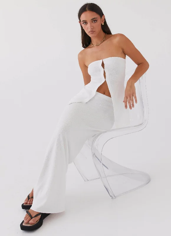 Minimal-streetDelicate Lady Knit Maxi Skirt - White