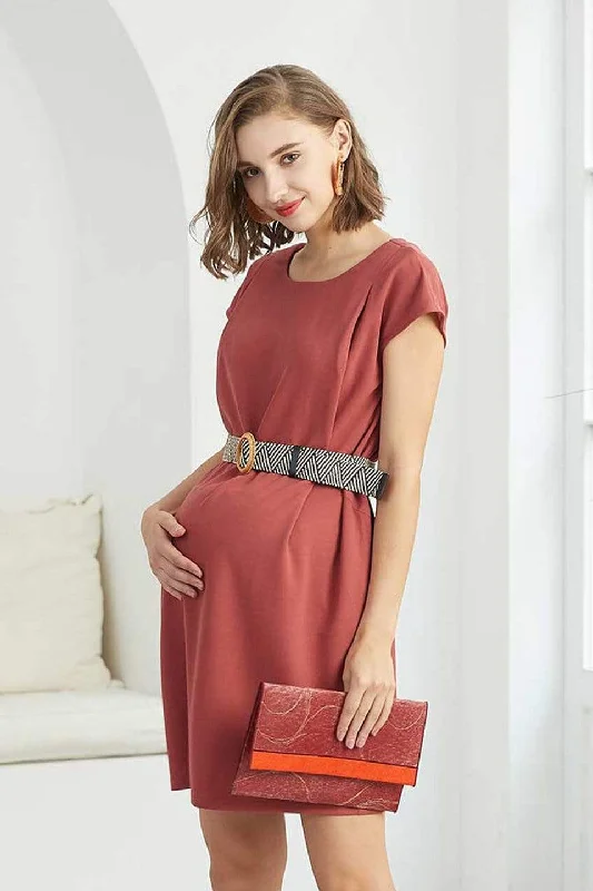 GlamorousDellen Short Sleeve Nursing Dress Terracotta