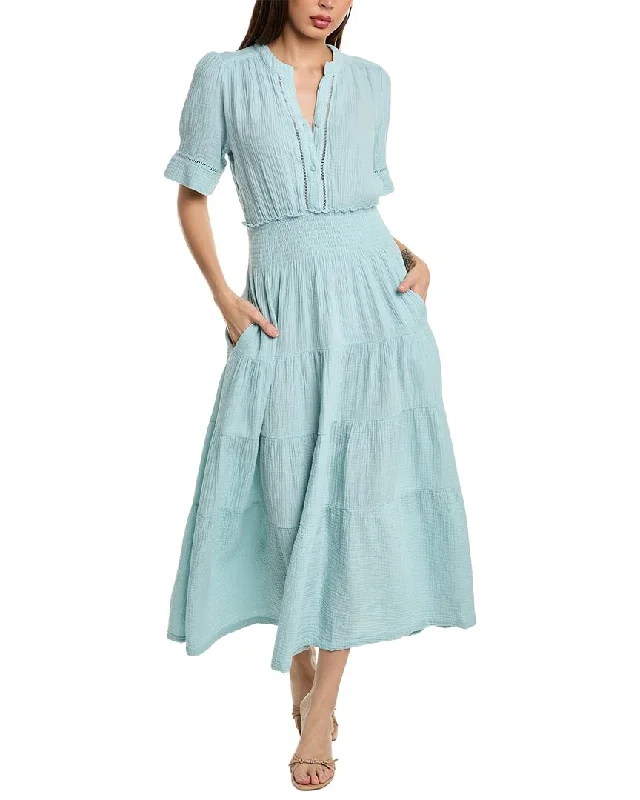 Hepburn-esqueDesign History Tiered Gauze Maxi Dress