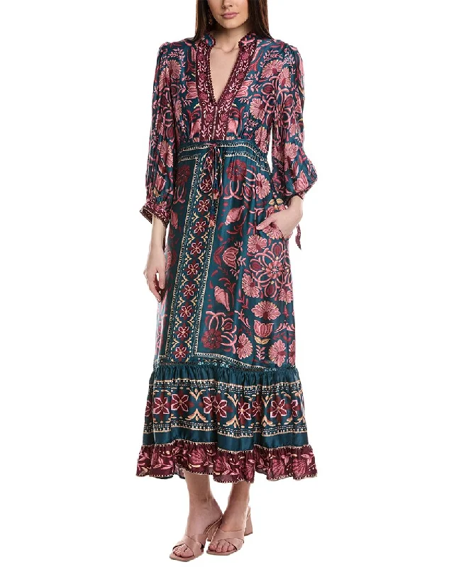 Satin-drapedFARM Rio Seasheel Tapestry Maxi Dress