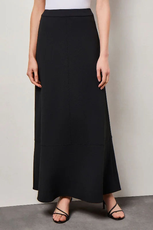 Timeless eleganceFlare Stretch Deco Crepe Maxi Skirt, Black