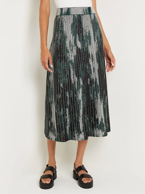 Denim-detailedFlare Jacquard Knit Midi Skirt