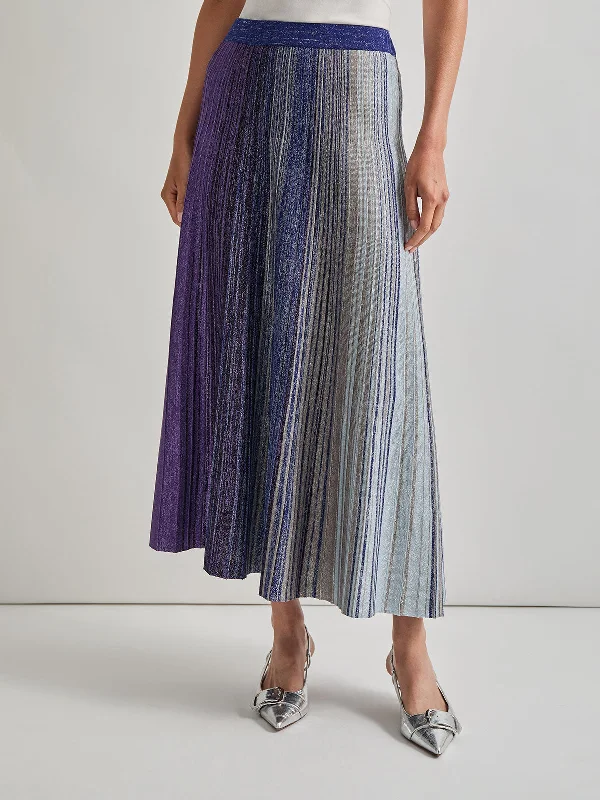 Sleek-dystopianFlared Shimmer Lurex Knit Maxi Skirt