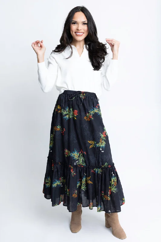 DramaticFloral Poplin Maxi Skirt