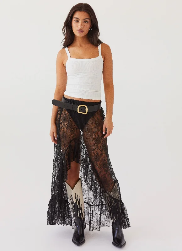 Desert-chicFlorentina Lace Maxi Skirt - Black
