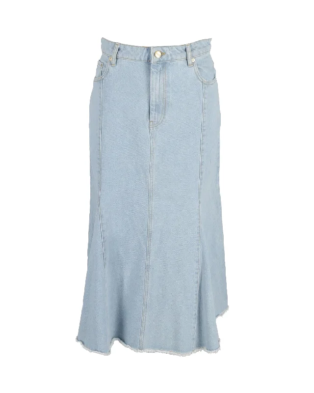 Layered effortlessGanni Flared Midi Skirt in Light Blue Denim