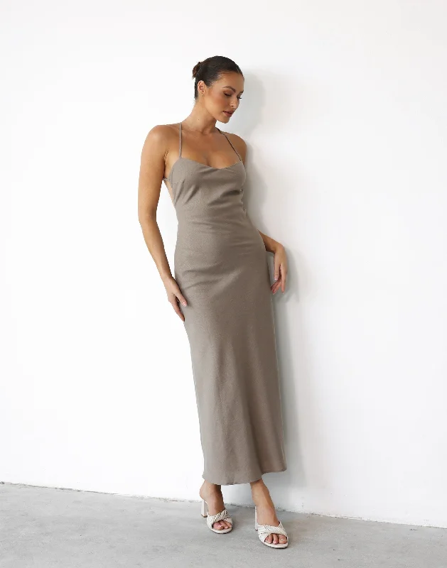 Hollywood-glamHaylie Linen Maxi Dress (Stone)