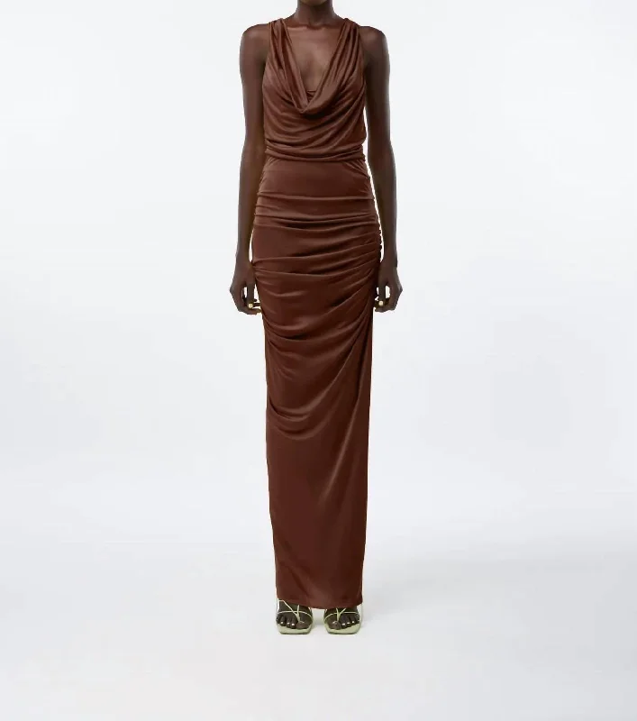 Rebel-glamIna Long Dress In Chocolate