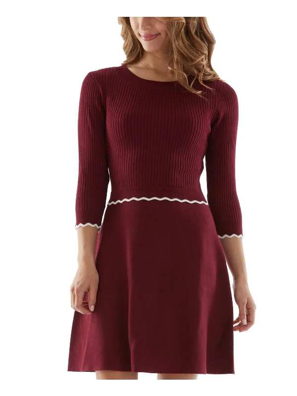 ContemporaryJuniors Womens Knit Ribbed Sweaterdress