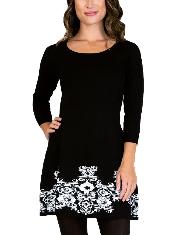ChicJuniors Womens Printed Short Sweaterdress