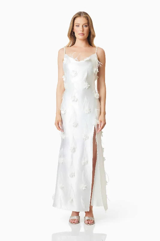 DramaticLunaria Satin Maxi Dress In White