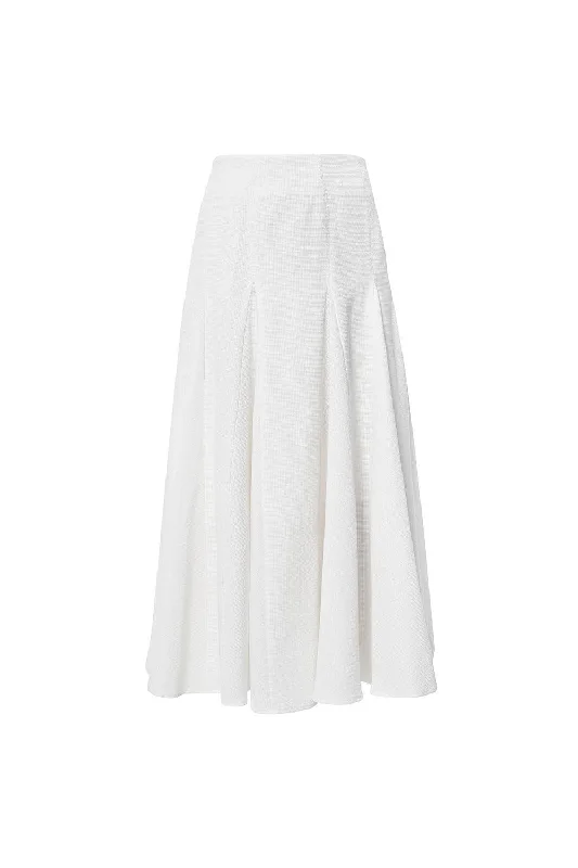 Edgy-chicLux Flared Box Pleated Wool Cotton Midi Skirt