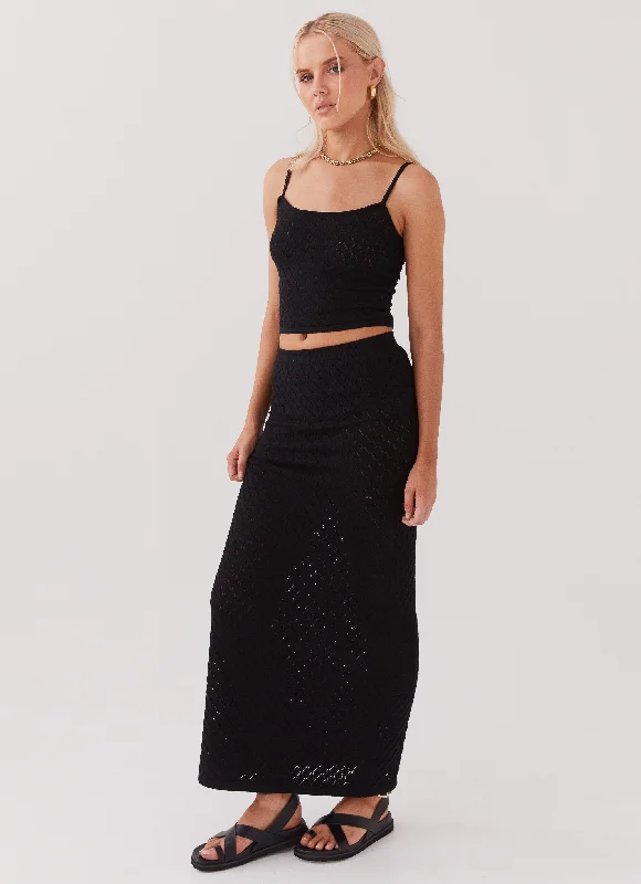 Floating beautyMacy Knit Maxi Skirt - Black