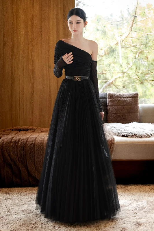 ElegantMargot Flared Pleated Mesh Silk Maxi Skirt