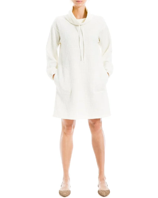 ClassyMax Studio Textured Knit Collar Side Pocket Sweaterdress