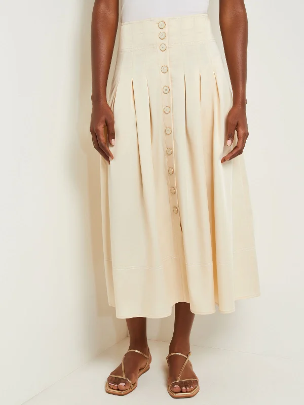 Minimal-chicMaxi Button Front A-Line Skirt - Pleated Woven