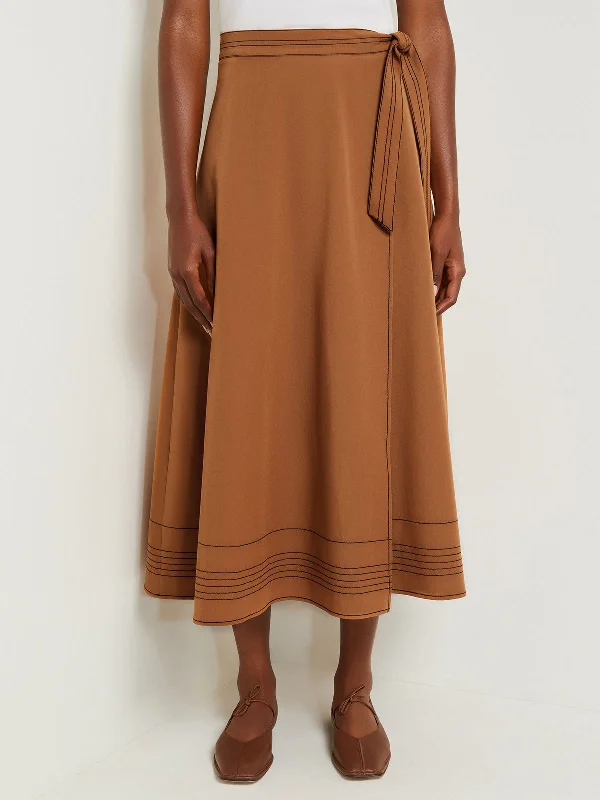 Distressed lookMaxi Wrap Skirt - Contrast Stitch Woven Twill