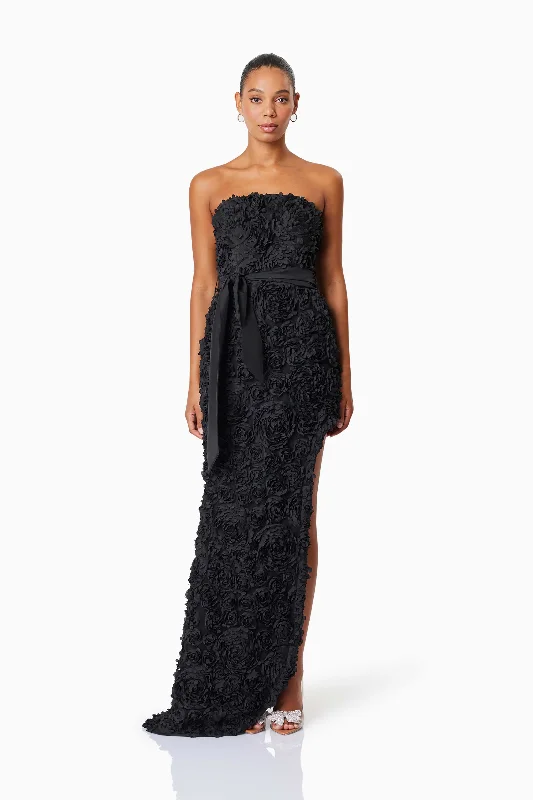 Light & airyMegan Strapless Maxi Gown In Black