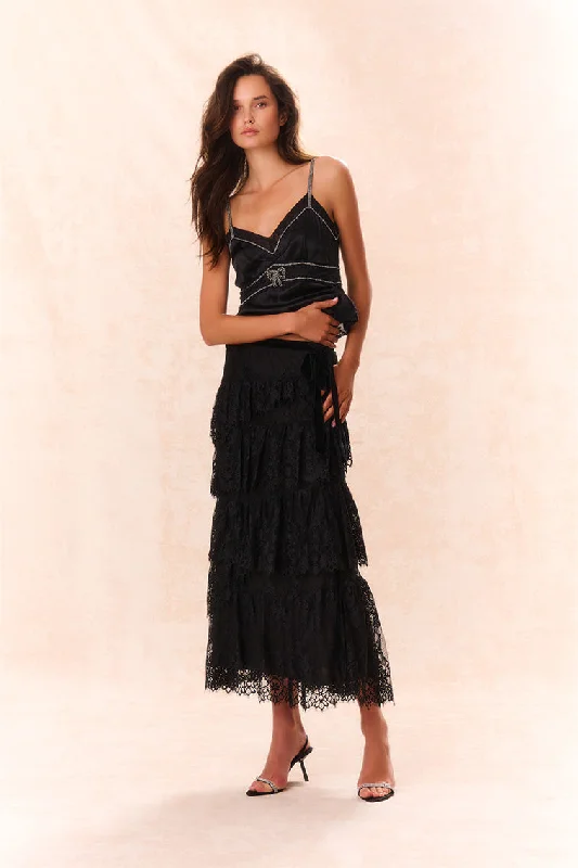 Earthy eleganceMerado Lace Maxi Skirt