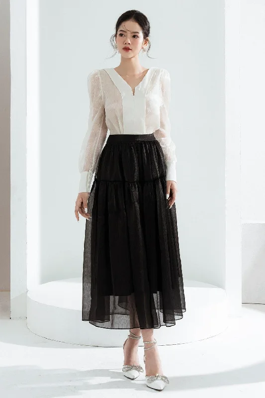 British eleganceMia Flared Gypsy Chiffon Midi Skirt