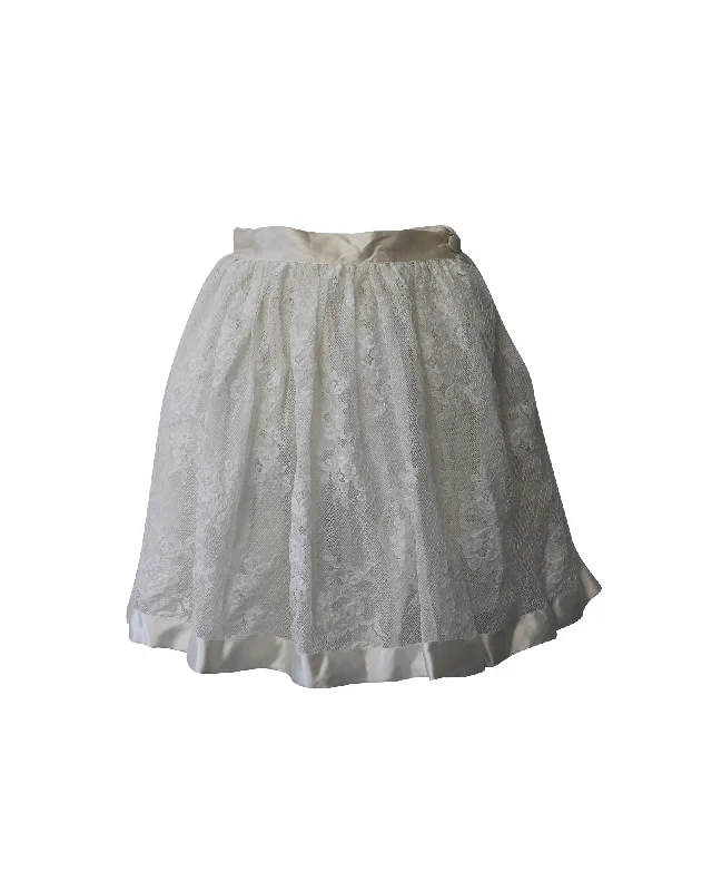 Underground-chicMiu Miu Flared Mini Skirt in White Lace Cotton
