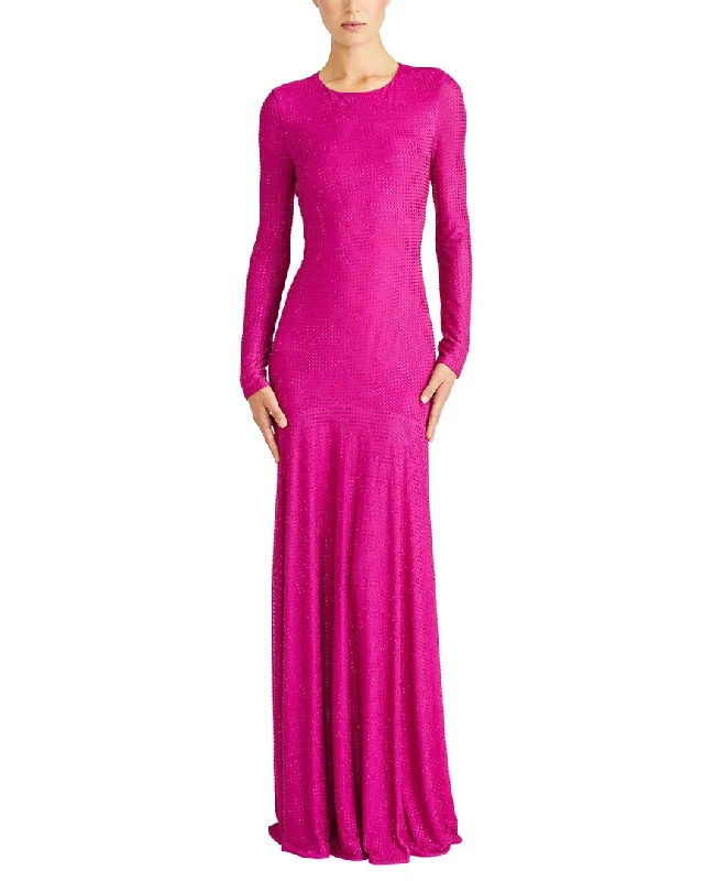 Business-chicML Monique Lhuillier Diana Mesh Maxi Dress