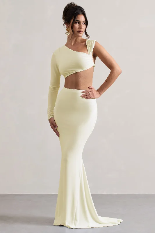 Angelic silhouetteNeomie | Cream Fishtail Maxi Skirt