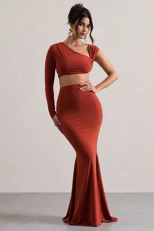 Red-carpet-readyNeomie | Terracotta Fishtail Maxi Skirt