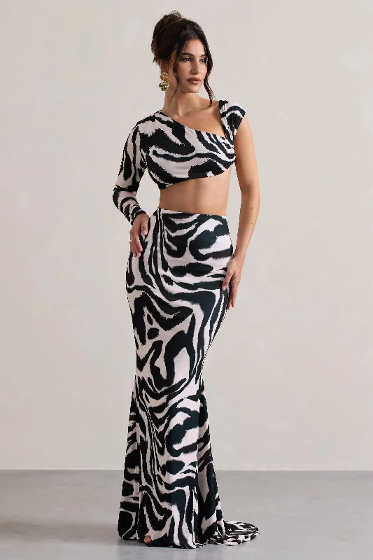Sheer & mysteriousNeomie | Zebra Print Fishtail Maxi Skirt