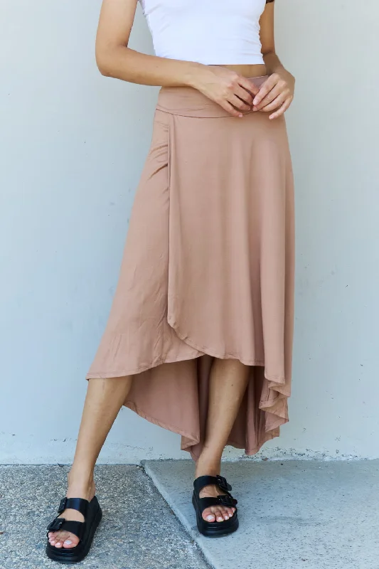 PolishedNinexis First Choice High Waisted Flare Maxi Skirt in Camel