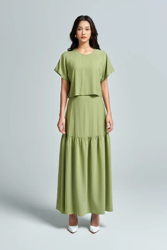 Rebel-glamOralie Gypsy Flared Linen Midi Skirt