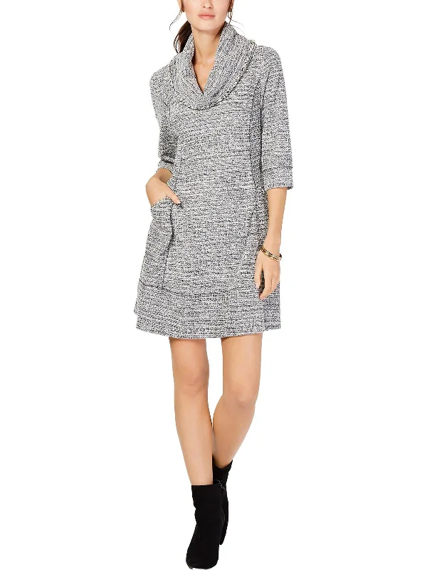 Sleek-tailoringPetites Womens Cowlneck Comfy Sweaterdress