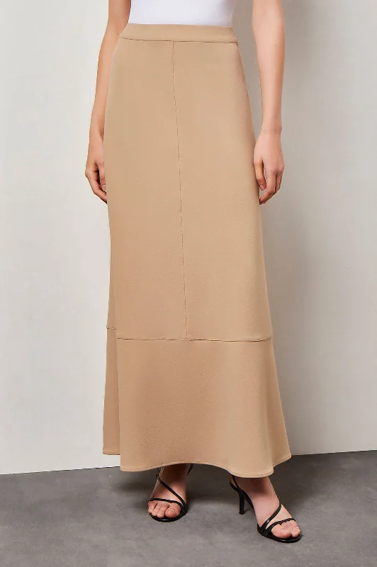 CosmopolitanPlus Size Flare Deco Crepe Maxi Skirt, Dark Champagne
