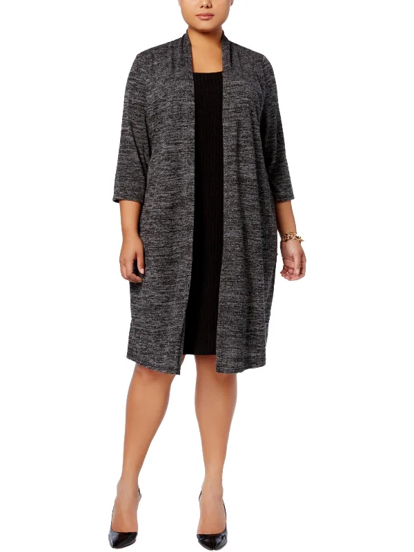 Neutral-tonedPlus Womens Knit Knee-Length Sweaterdress