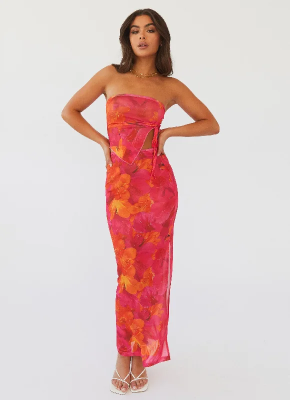 Modern-luxeRooftop Party Mesh Maxi Skirt - Floral Sun