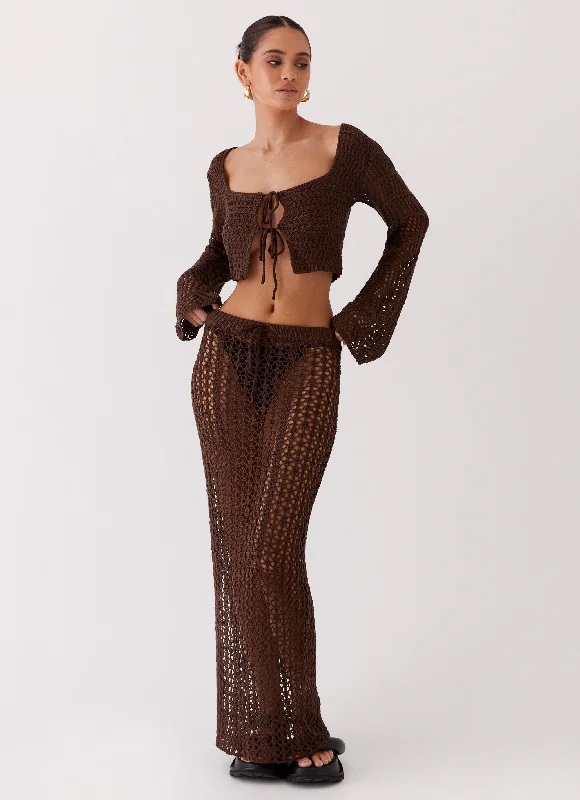 Street-style-iconRosalina Crochet Maxi Skirt - Chocolate