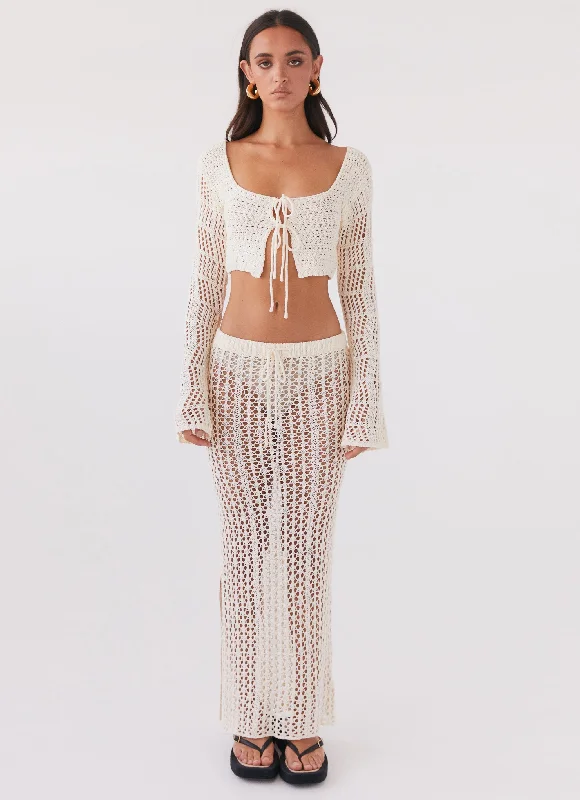 Relaxed glamourRosalina Crochet Maxi Skirt - Natural