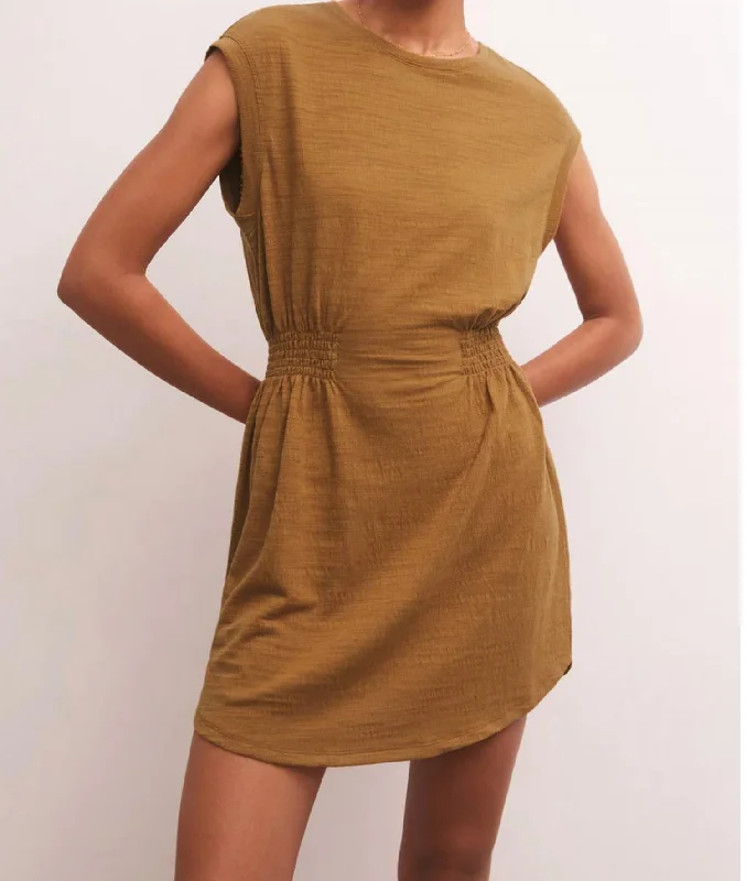 Subtle-glamourRowan Textured Knit Dress In Caramel
